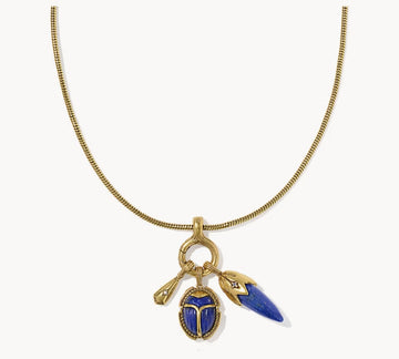 KENDRA SCOTT- Catherine Vintage Gold Charm Necklace in Blue Lapis